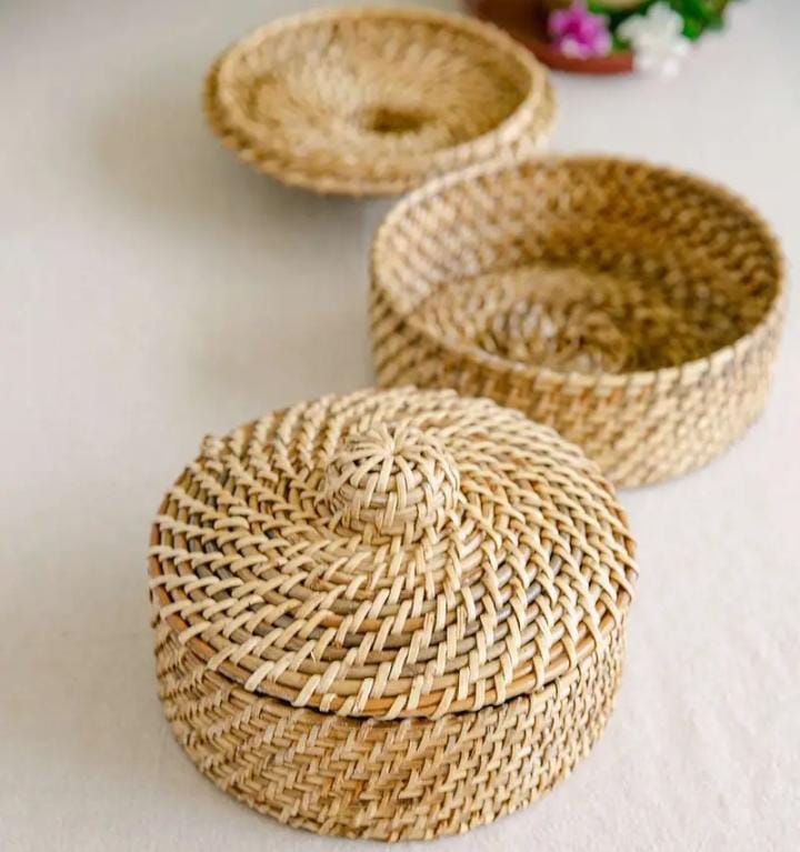 Rattan Round Box With Lid